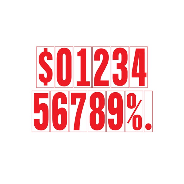 Ez Line 5 1/2" Red & White Adhesive Windshield Numbers 108-EZ-$ - main